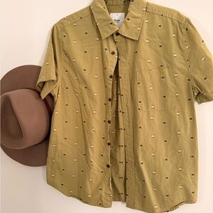 Katin Men's Olive Patterned Button Down Shirt